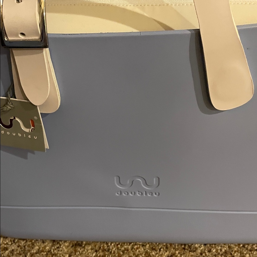 Doubleu Light Blue and White Tote nwt great beach tote - Picture 3 of 6